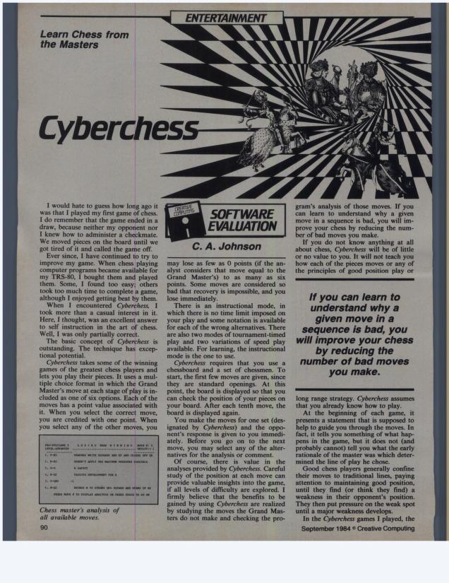 Cyberchess Creative Computing Magazine