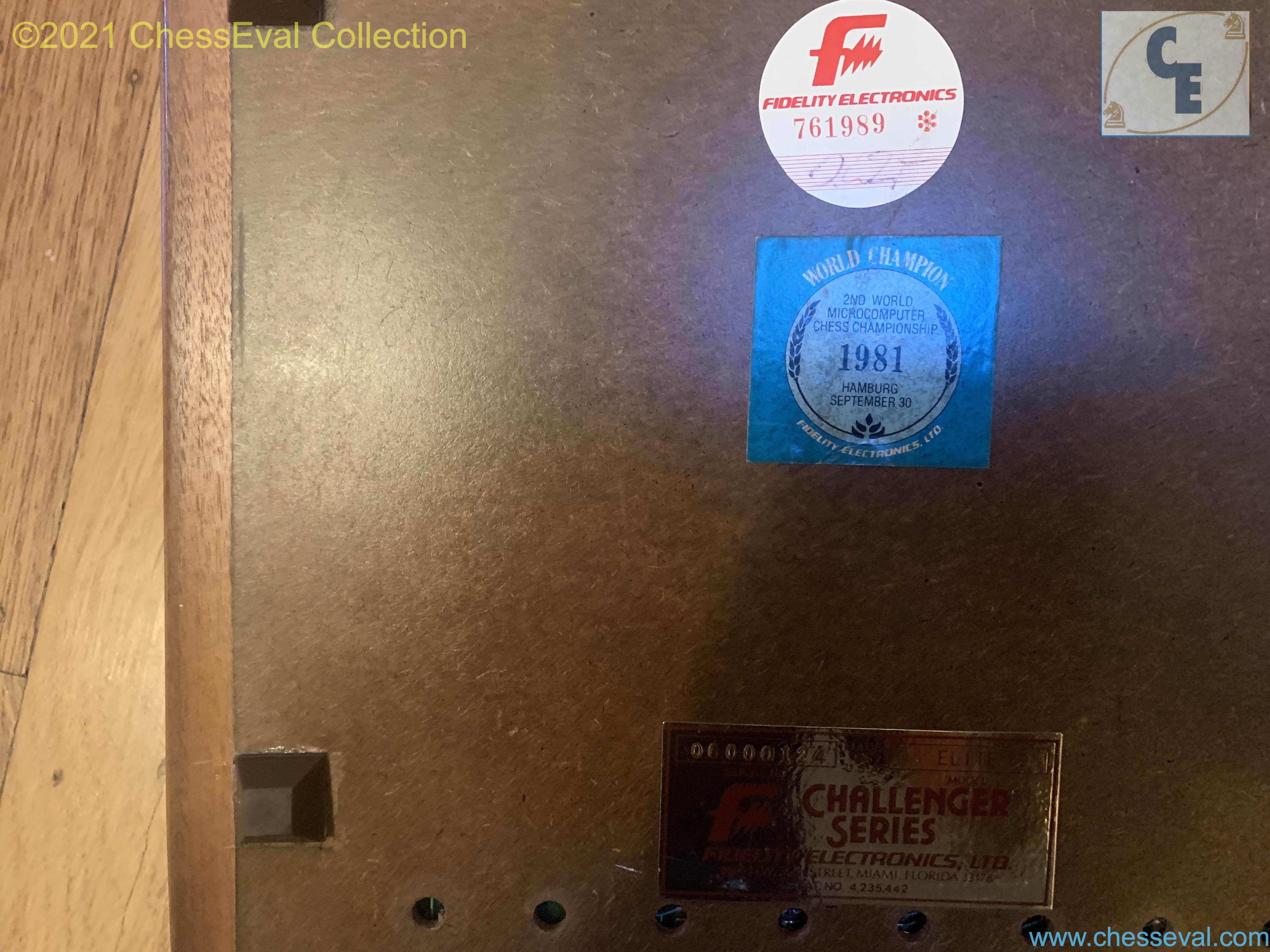 Underside labels, including the blue 1981 championship label.