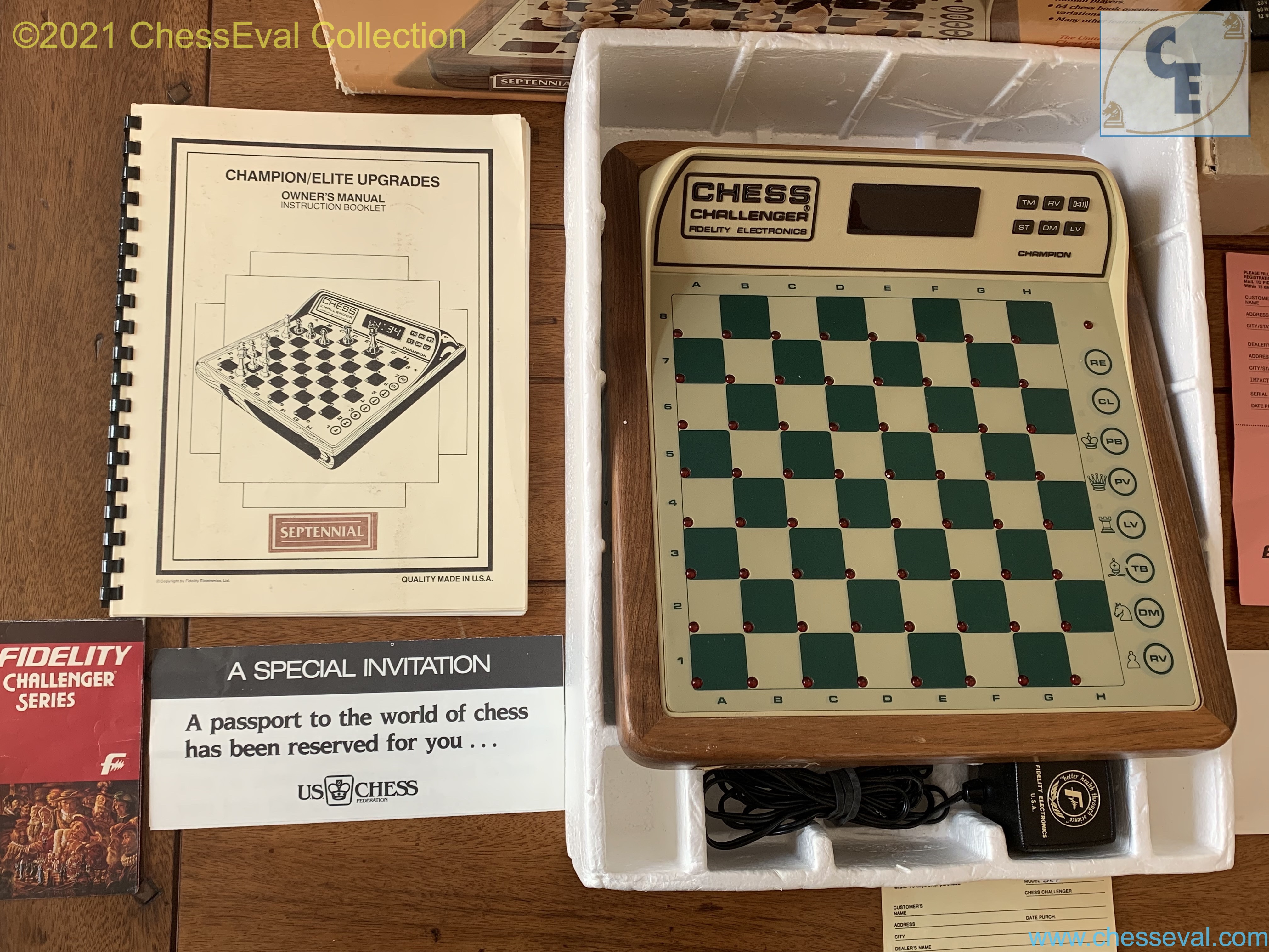 Green-board Septennial with its original packaging and printed documentation.